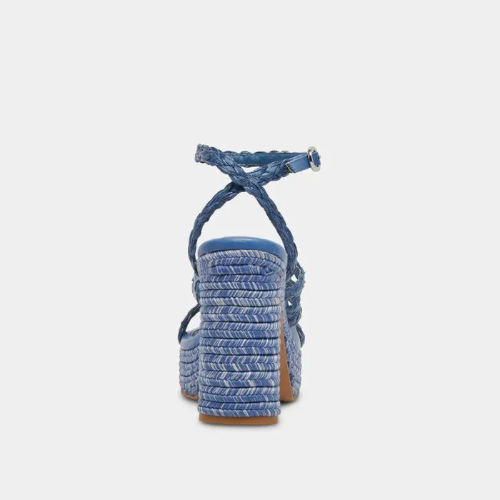 Heels Shop Dolce Vita Catina Heels Blue Raffia Blue Raffia