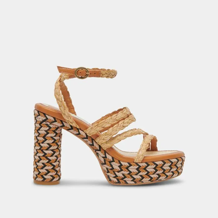 Heels Shop Dolce Vita Catina Heels Tan Raffia Tan Raffia