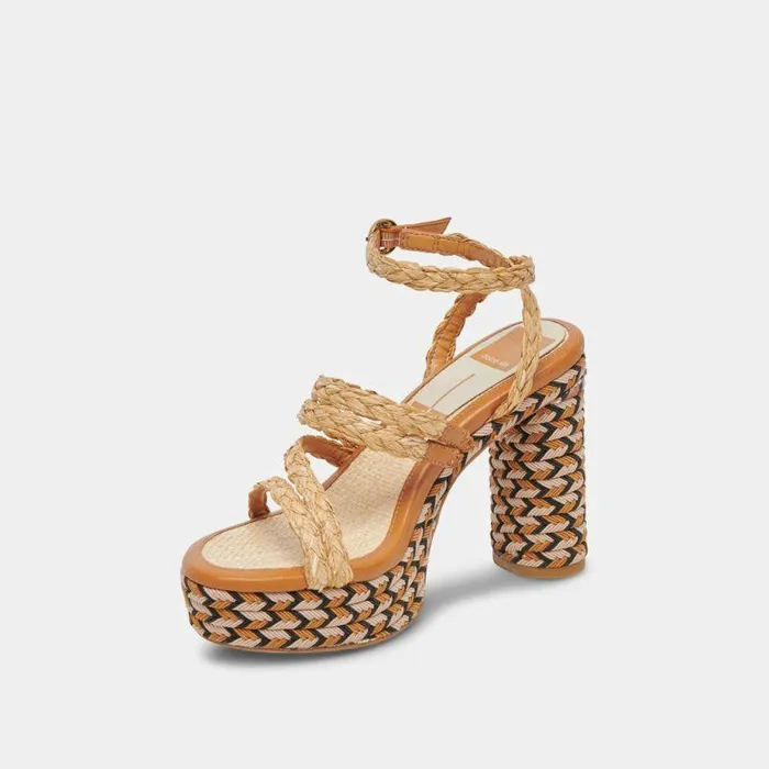 Heels Shop Dolce Vita Catina Heels Tan Raffia Tan Raffia