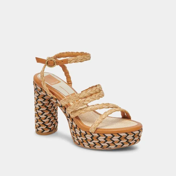 Heels Shop Dolce Vita Catina Heels Tan Raffia Tan Raffia