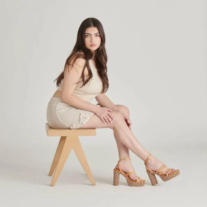 Heels Shop Dolce Vita Catina Heels Tan Raffia Tan Raffia