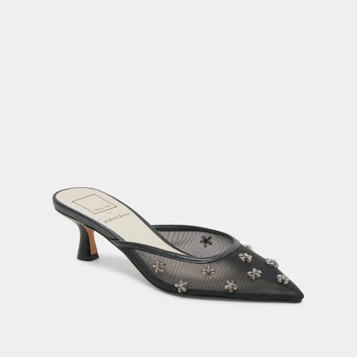 Heels Shop Dolce Vita Claire Wide Heels Black Mesh Black Mesh