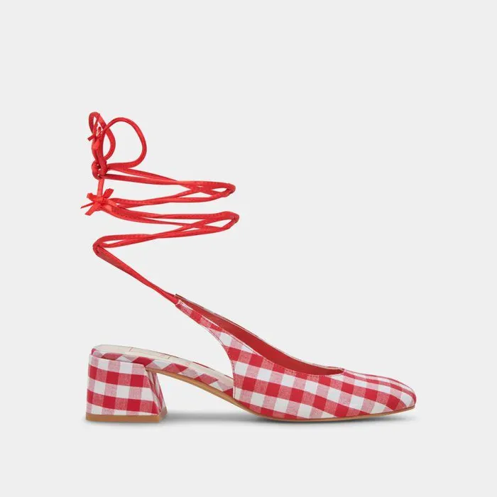 Heels Shop Dolce Vita Elodie Heels White Red Gingham White Red Gingham