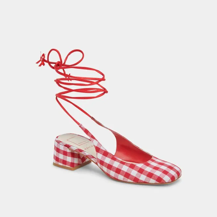 Heels Shop Dolce Vita Elodie Heels White Red Gingham White Red Gingham