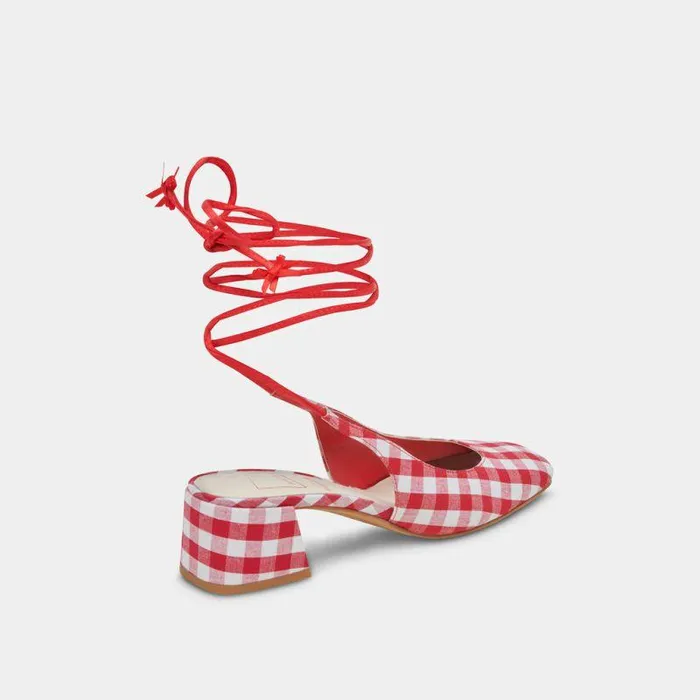 Heels Shop Dolce Vita Elodie Heels White Red Gingham White Red Gingham