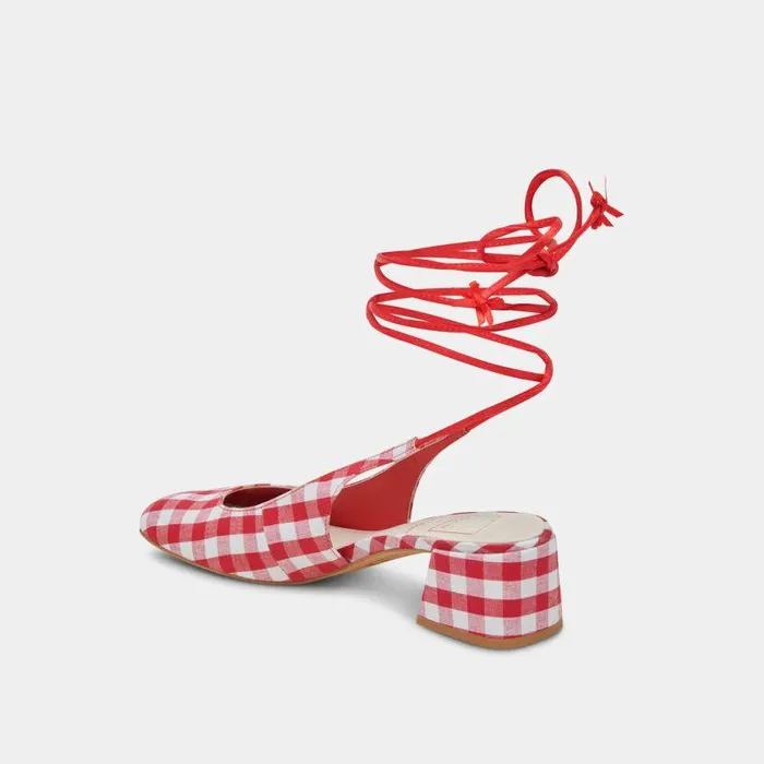 Heels Shop Dolce Vita Elodie Heels White Red Gingham White Red Gingham