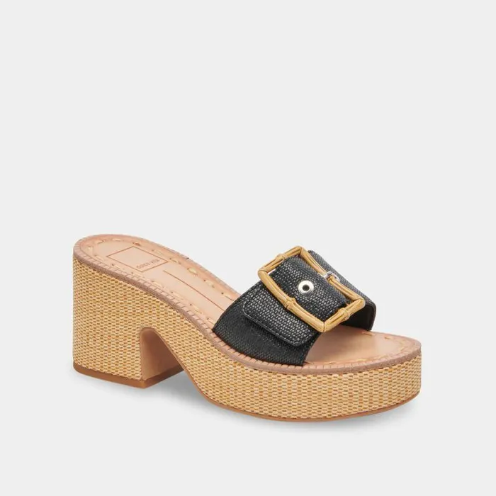 Heels Shop Dolce Vita Era Heels Onyx Raffia Onyx Raffia