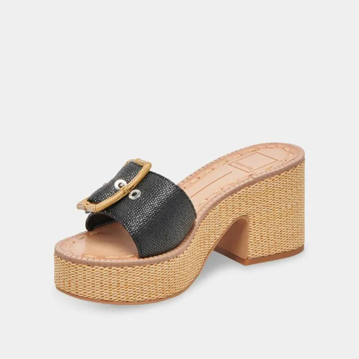 Heels Shop Dolce Vita Era Heels Onyx Raffia Onyx Raffia