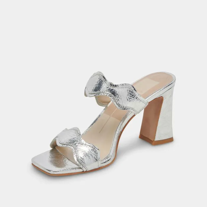 Heels Shop Dolce Vita Ilva Heels Silver Distressed Leather Silver Leather Heels Silver Distressed Leather