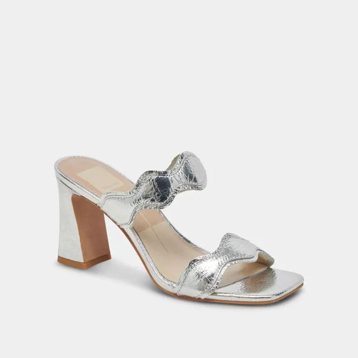 Heels Shop Dolce Vita Ilva Heels Silver Distressed Leather Silver Leather Heels Silver Distressed Leather