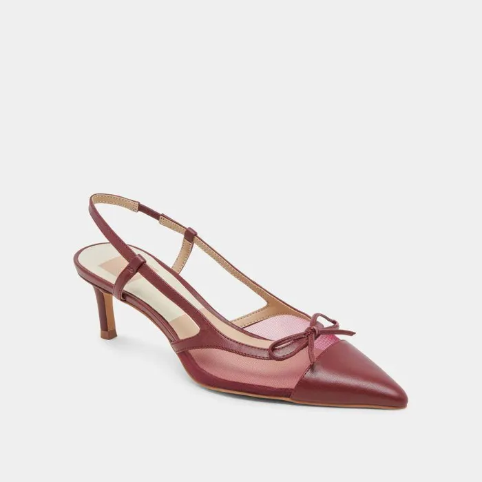 Heels Shop Dolce Vita Kandi Heels Maroon Mesh Maroon Mesh