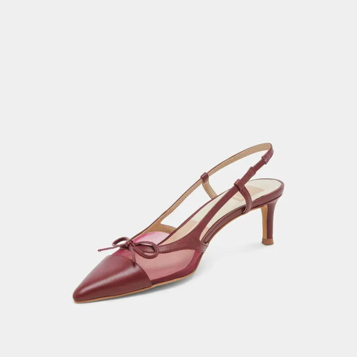 Heels Shop Dolce Vita Kandi Heels Maroon Mesh Maroon Mesh