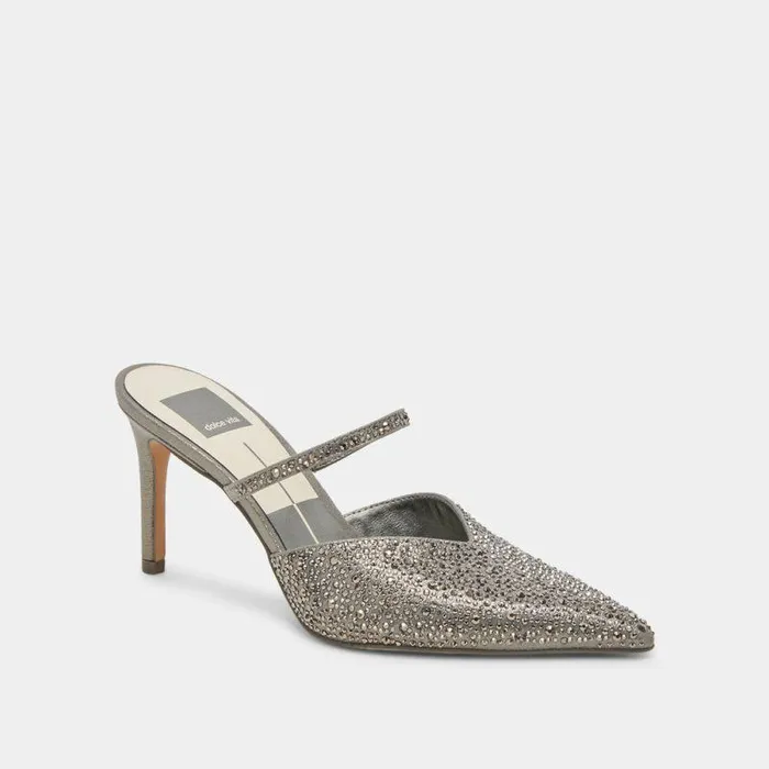 Heels Shop Dolce Vita Kanika Crystal Heels Gunmetal Fabric Gunmetal Fabric