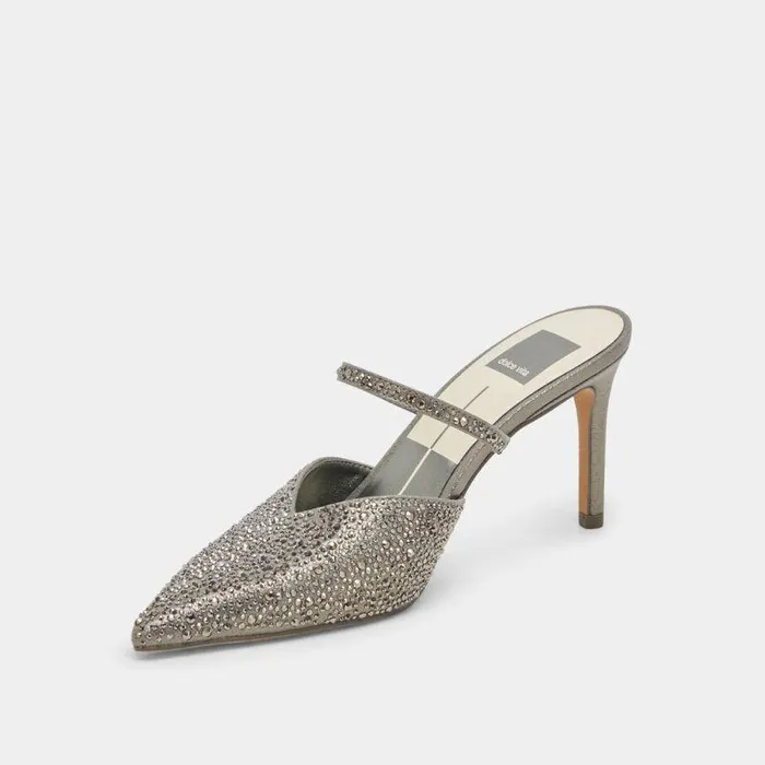 Heels Shop Dolce Vita Kanika Crystal Heels Gunmetal Fabric Gunmetal Fabric