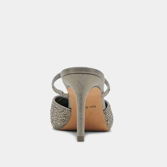 Heels Shop Dolce Vita Kanika Crystal Heels Gunmetal Fabric Gunmetal Fabric