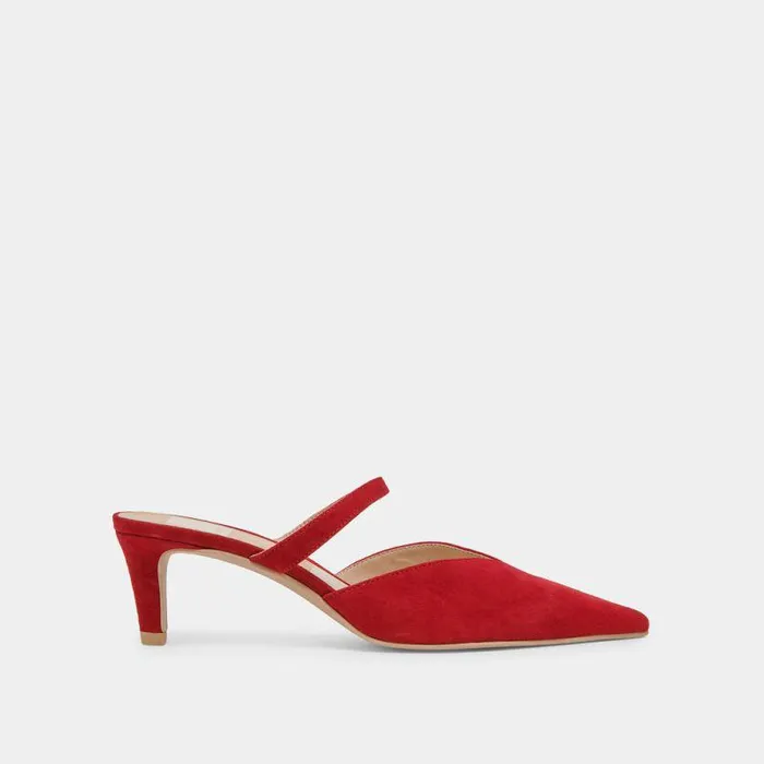 Heels Shop Dolce Vita Kanika Mid Heels Crimson Suede Crimson Suede
