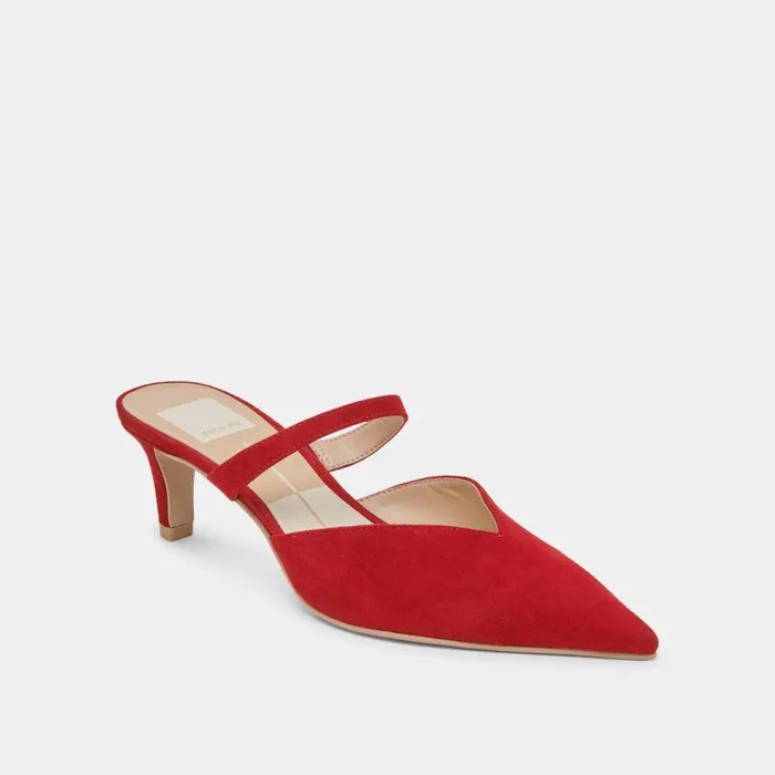 Heels Shop Dolce Vita Kanika Mid Heels Crimson Suede Crimson Suede
