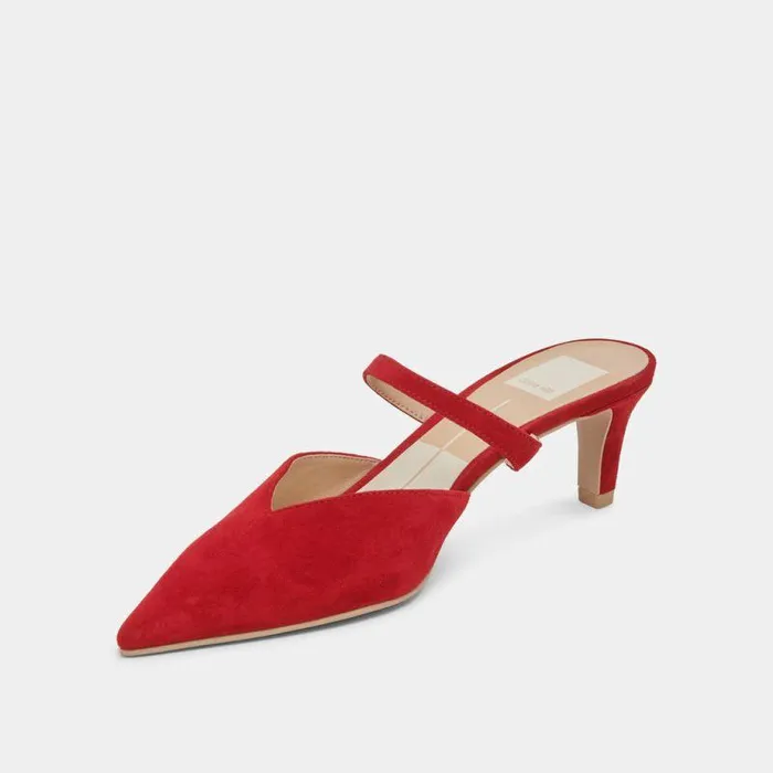 Heels Shop Dolce Vita Kanika Mid Heels Crimson Suede Crimson Suede