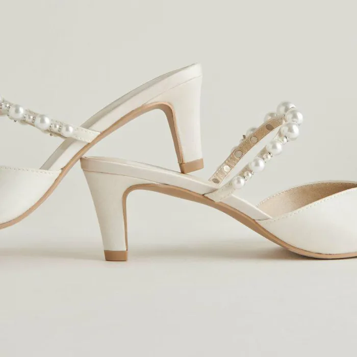 Heels Shop Dolce Vita Kanika Pearl Mid Heels Vanilla Pearls Vanilla Pearls