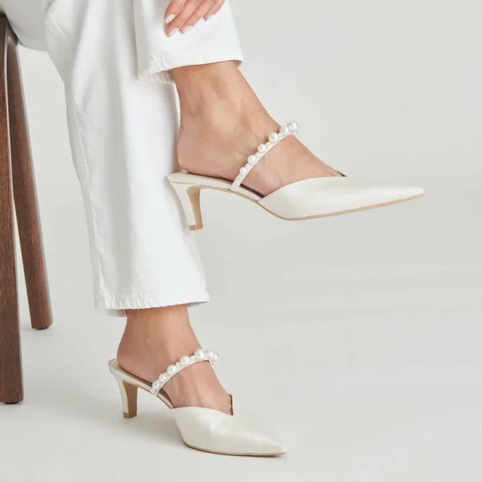 Heels Shop Dolce Vita Kanika Pearl Mid Heels Vanilla Pearls Vanilla Pearls
