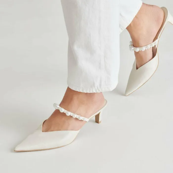 Heels Shop Dolce Vita Kanika Pearl Mid Heels Vanilla Pearls Vanilla Pearls