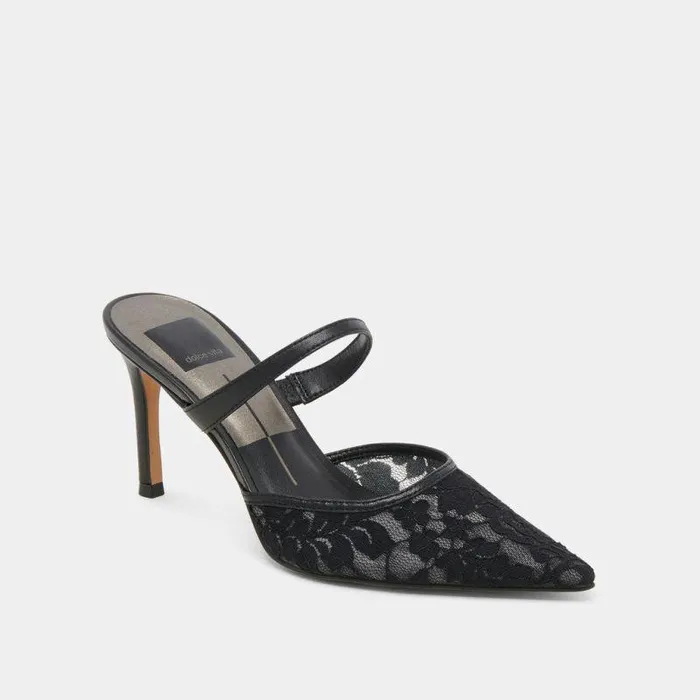 Heels Shop Dolce Vita Katik Heels Black Floral Lace Black Floral Lace