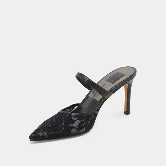 Heels Shop Dolce Vita Katik Heels Black Floral Lace Black Floral Lace