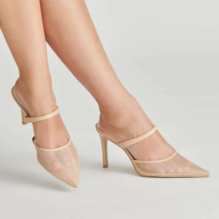 Heels Shop Dolce Vita Katik Heels Blush Mesh Blush Mesh