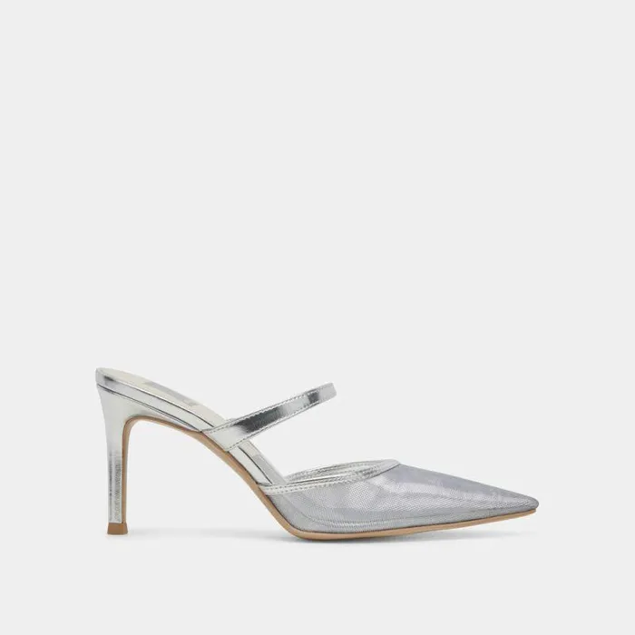 Heels Shop Dolce Vita Katik Heels Silver Mesh Silver Mesh