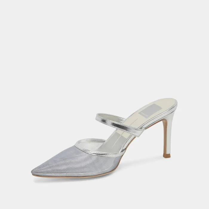 Heels Shop Dolce Vita Katik Heels Silver Mesh Silver Mesh