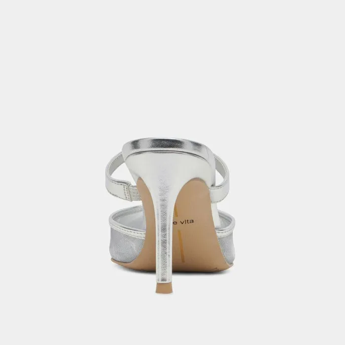 Heels Shop Dolce Vita Katik Heels Silver Mesh Silver Mesh