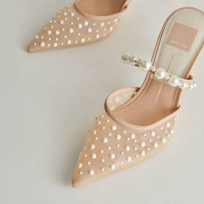 Heels Shop Dolce Vita Katik Pearl Heels Blush Mesh Blush Mesh