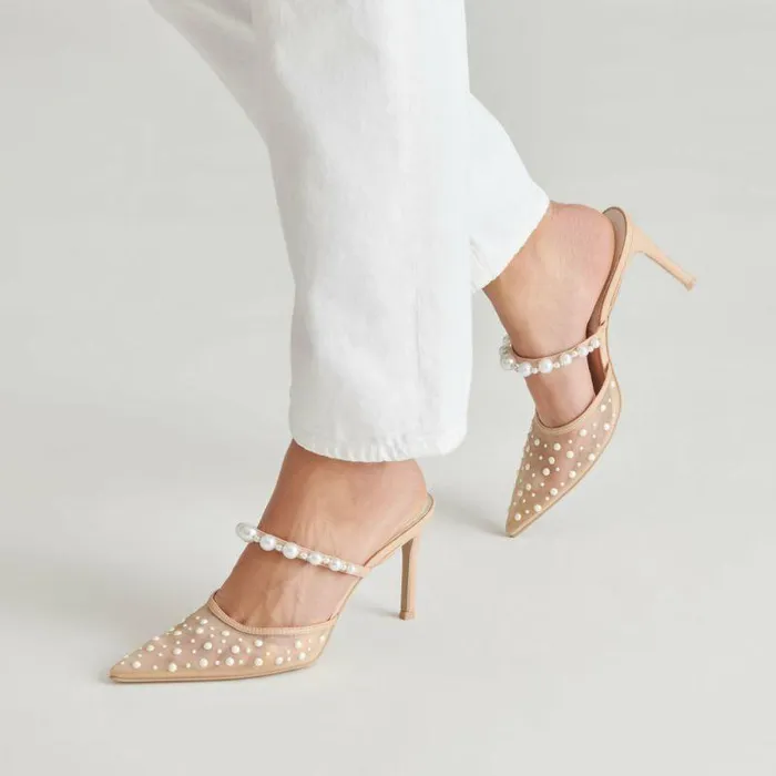 Heels Shop Dolce Vita Katik Pearl Heels Blush Mesh Blush Mesh