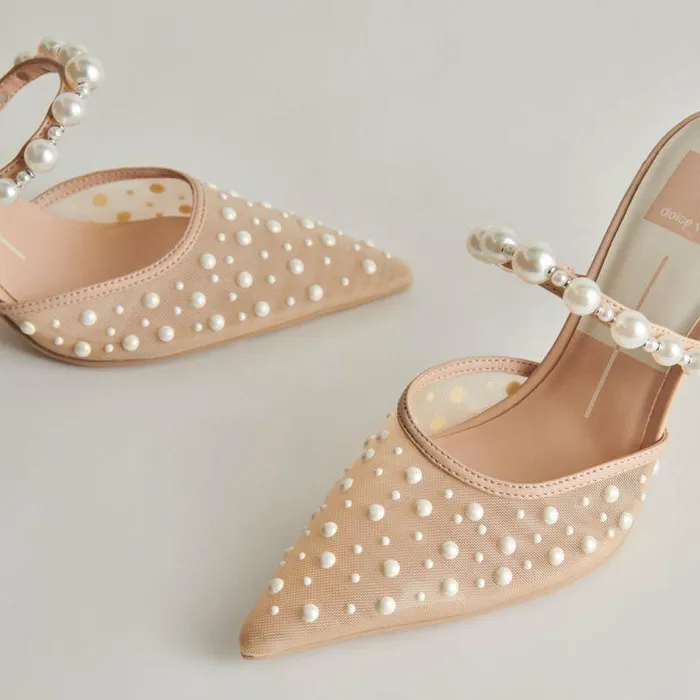 Heels Shop Dolce Vita Katik Pearl Heels Blush Mesh Blush Mesh