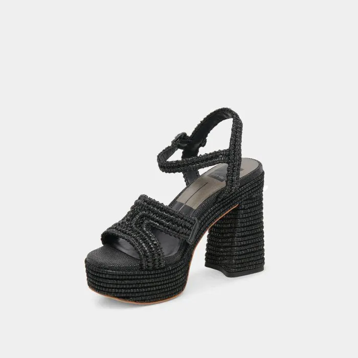 Heels Shop Dolce Vita Lacye Heels Onyx Woven Onyx Woven