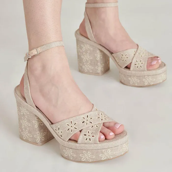 Heels Shop Dolce Vita Laisha Heels Almond Floral Eyelet Almond Floral Eyelet