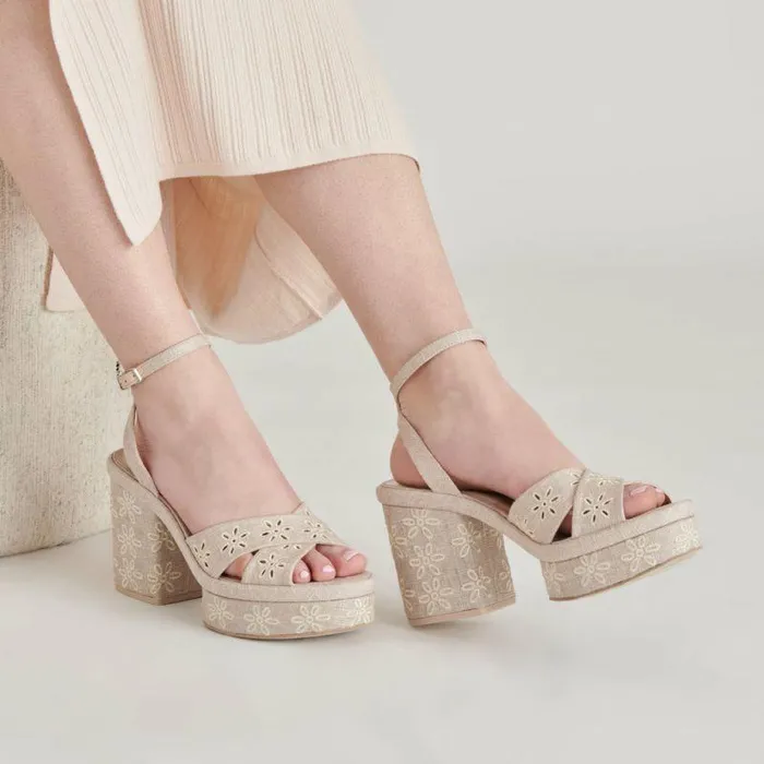 Heels Shop Dolce Vita Laisha Heels Almond Floral Eyelet Almond Floral Eyelet
