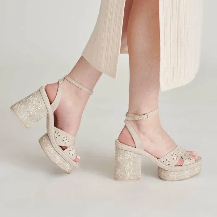 Heels Shop Dolce Vita Laisha Heels Almond Floral Eyelet Almond Floral Eyelet