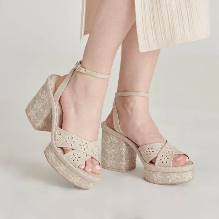 Heels Shop Dolce Vita Laisha Heels Almond Floral Eyelet Almond Floral Eyelet
