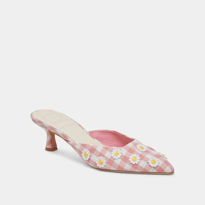 Heels Shop Dolce Vita Lilou Heels White Pink Gingham White Pink Gingham