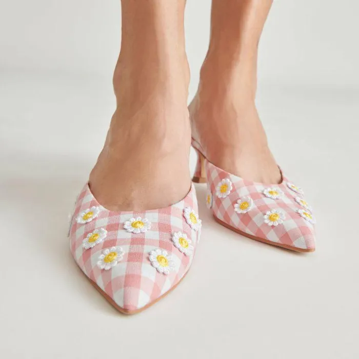 Heels Shop Dolce Vita Lilou Heels White Pink Gingham White Pink Gingham