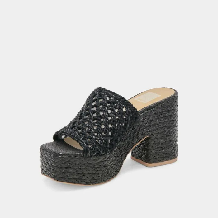 Heels Shop Dolce Vita Lisha Heels Onyx Raffia Onyx Raffia