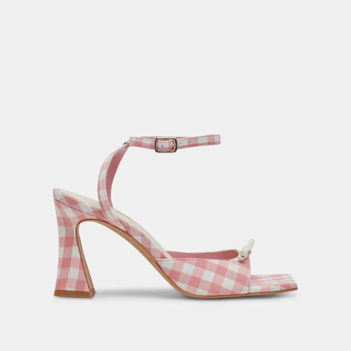 Heels Shop Dolce Vita Loise Heels White Pink Gingham White Pink Gingham