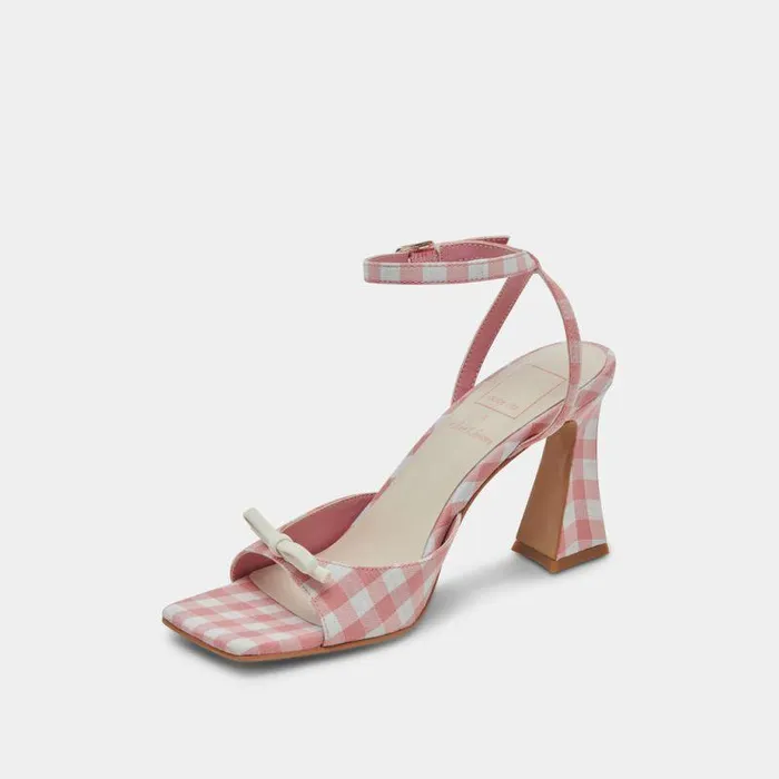 Heels Shop Dolce Vita Loise Heels White Pink Gingham White Pink Gingham