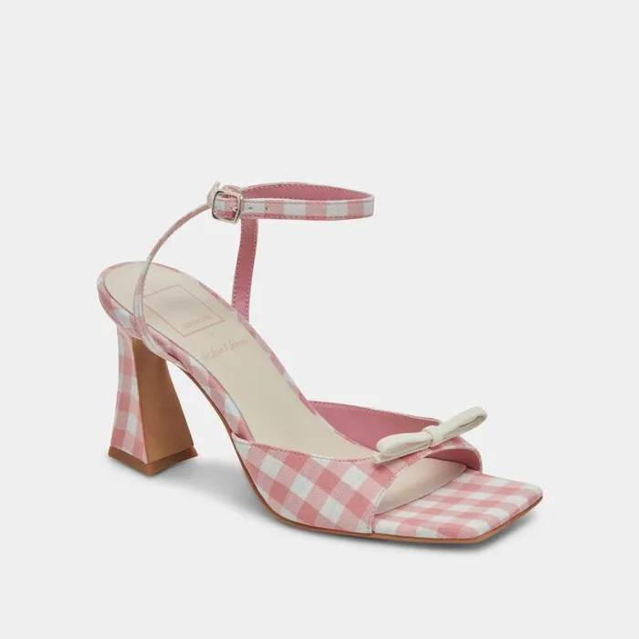 Heels Shop Dolce Vita Loise Heels White Pink Gingham White Pink Gingham