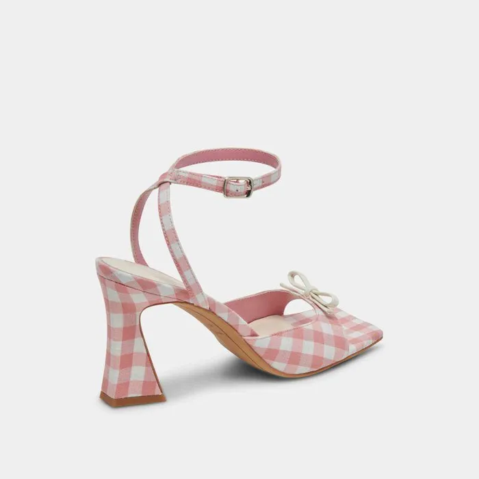 Heels Shop Dolce Vita Loise Heels White Pink Gingham White Pink Gingham