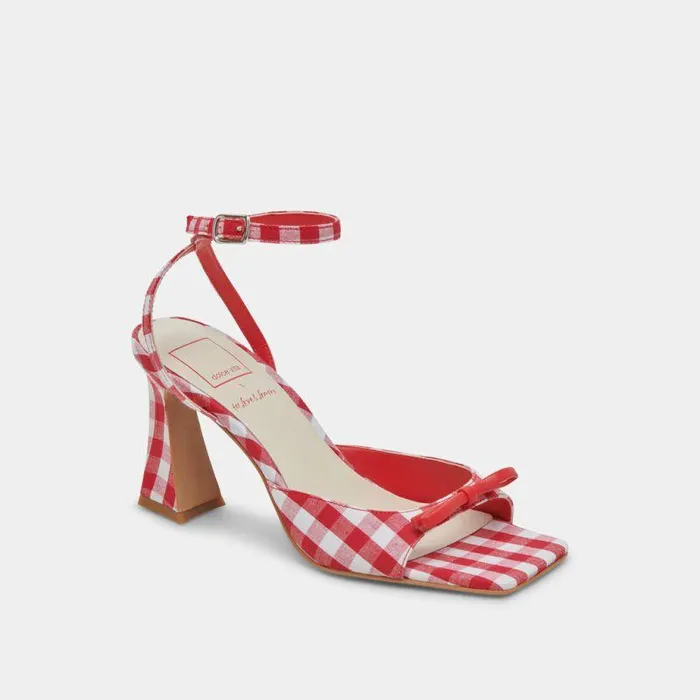 Heels Shop Dolce Vita Loise Heels White Red Gingham White Red Gingham