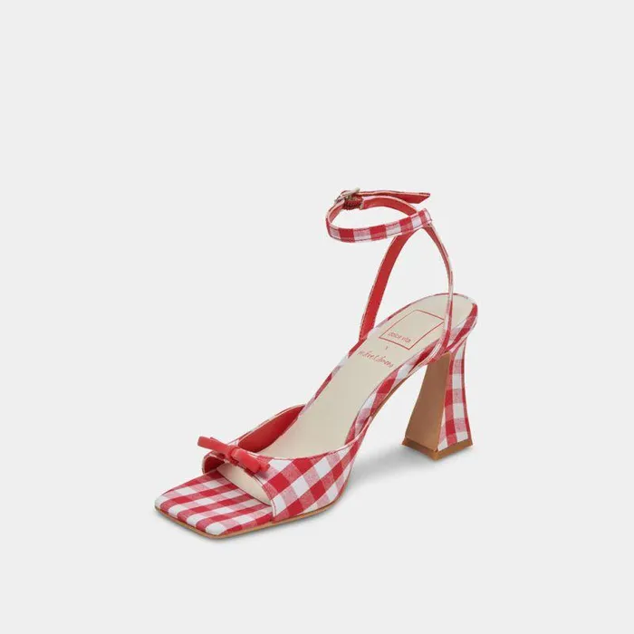 Heels Shop Dolce Vita Loise Heels White Red Gingham White Red Gingham