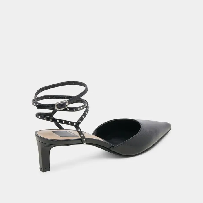 Heels Shop Dolce Vita Loklyn Stud Heels Midnight Crinkle Patent Midnight Crinkle Patent