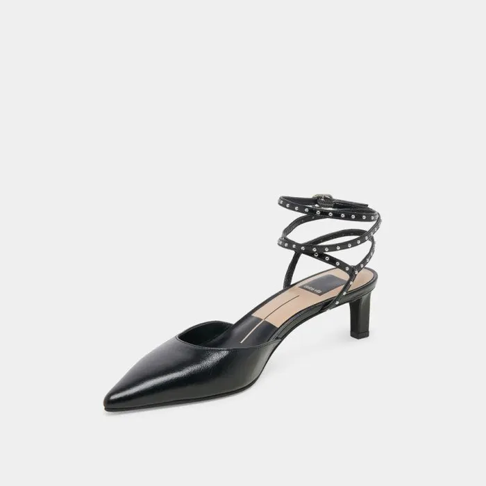 Heels Shop Dolce Vita Loklyn Stud Heels Midnight Crinkle Patent Midnight Crinkle Patent